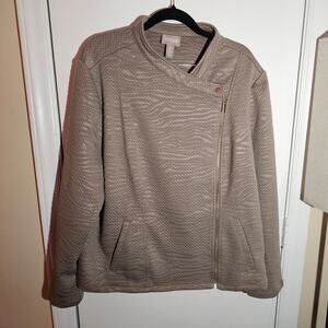 Chico's Zip & Button Moto Style Jacket Size XL 16 Spandex Blend Lightweight